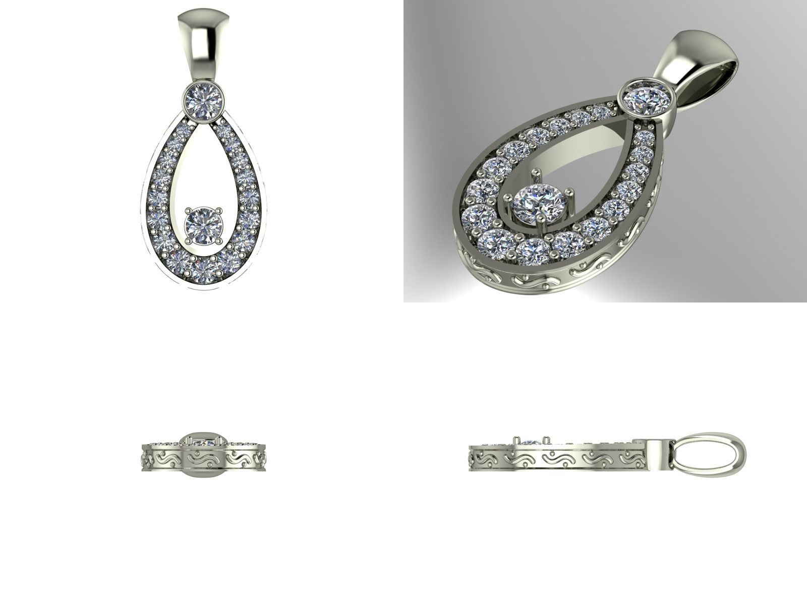 diamond pendant 3D print model_1