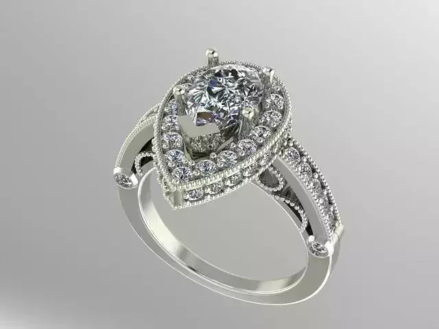 Pear shape halo engagement ring