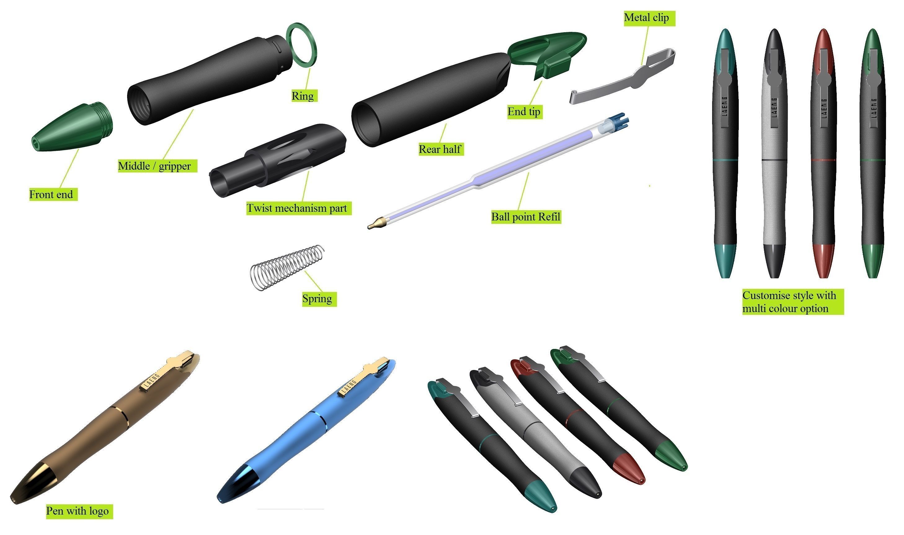 Luxury and stylish pen design having twist mechanism 3D model_5