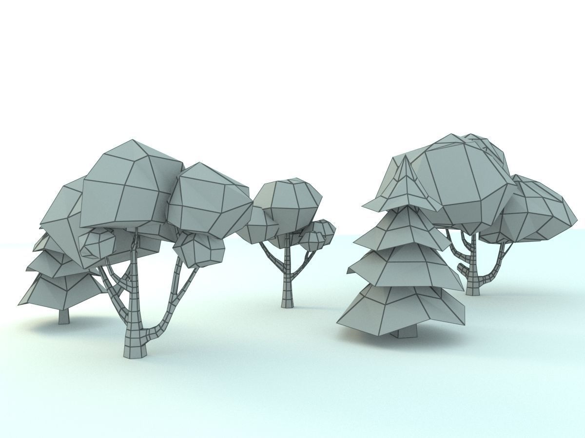 Low Poly Forest Trees Low-poly 3D model_4