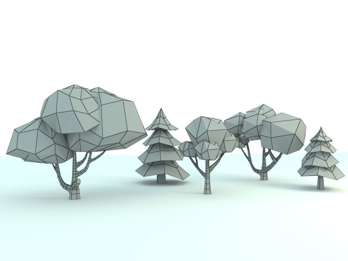 Low Poly Forest Trees Low-poly 3D model_1