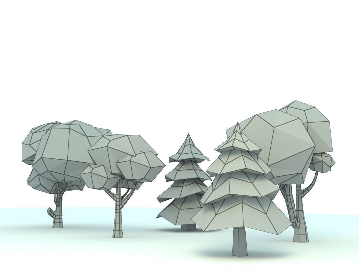 Low Poly Forest Trees Low-poly 3D model_3