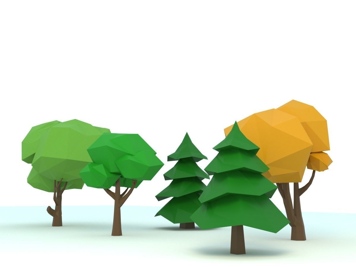 Low Poly Forest Trees Low-poly 3D model_2