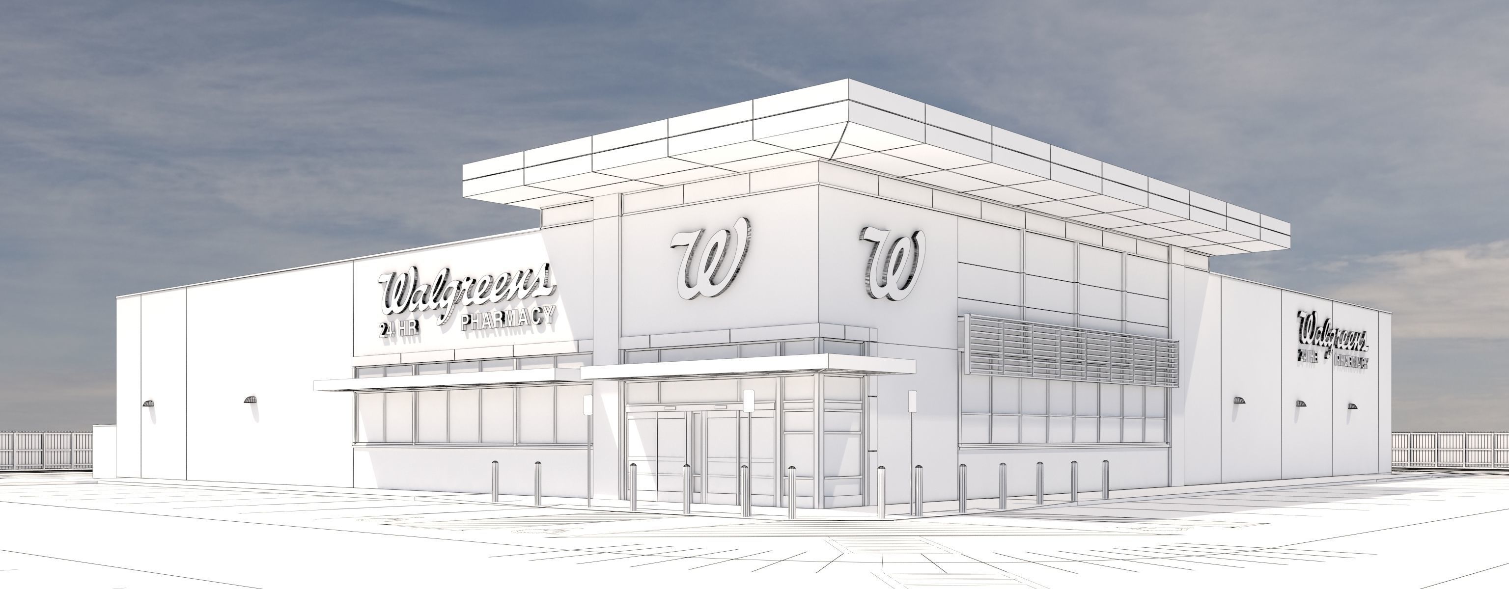 Retail-019 Walgreens with Site 3D model_23