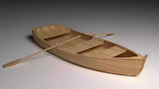 BOAT 3d model wooden canoe