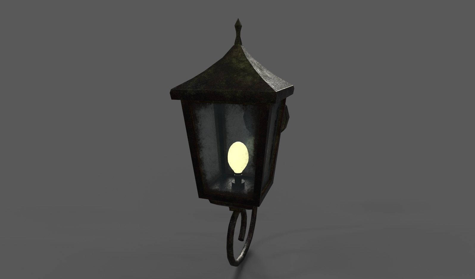 Old Rusted Outdoor Wall Lamp Low-poly 3D model_10