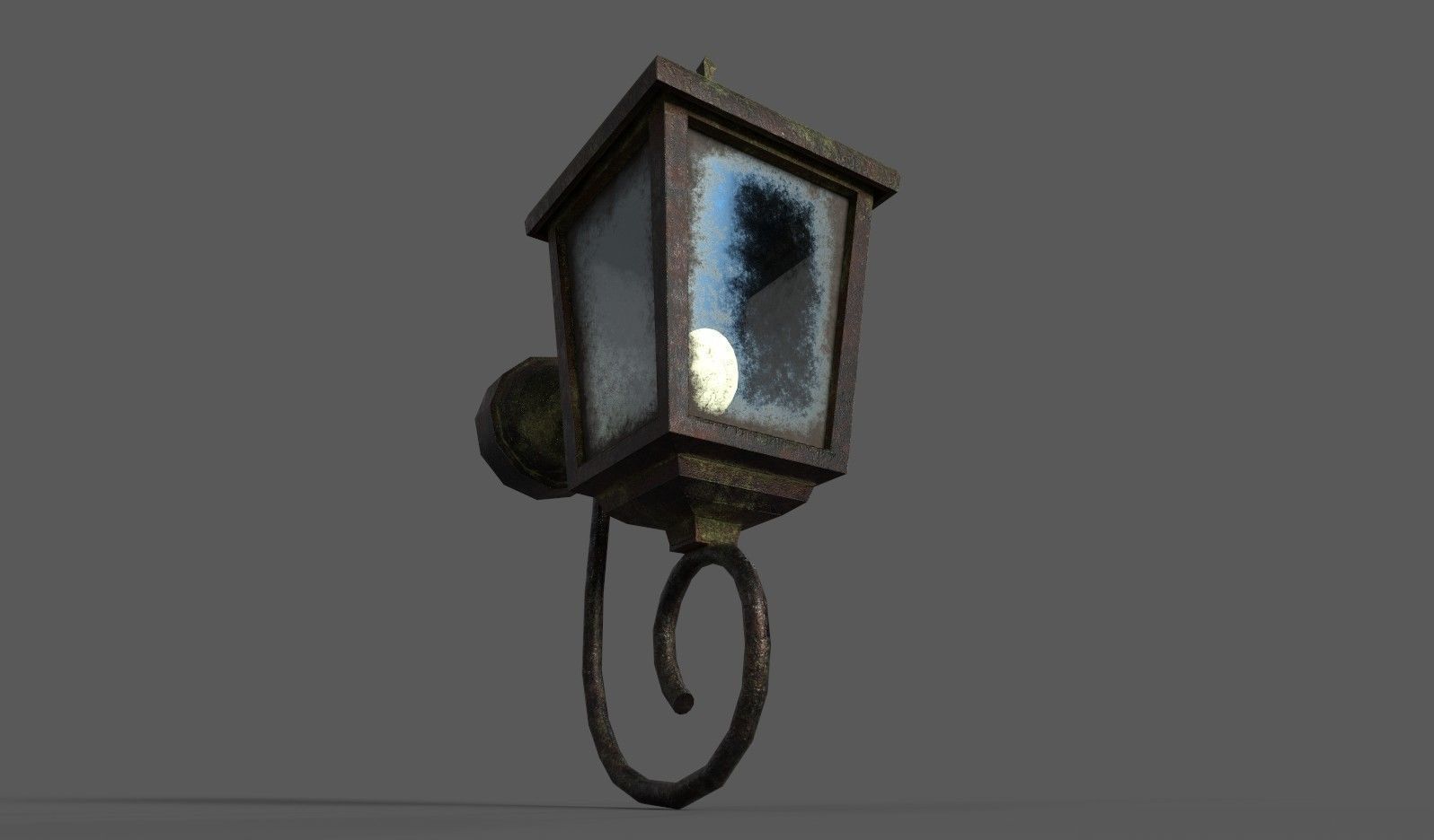 Old Rusted Outdoor Wall Lamp Low-poly 3D model_5