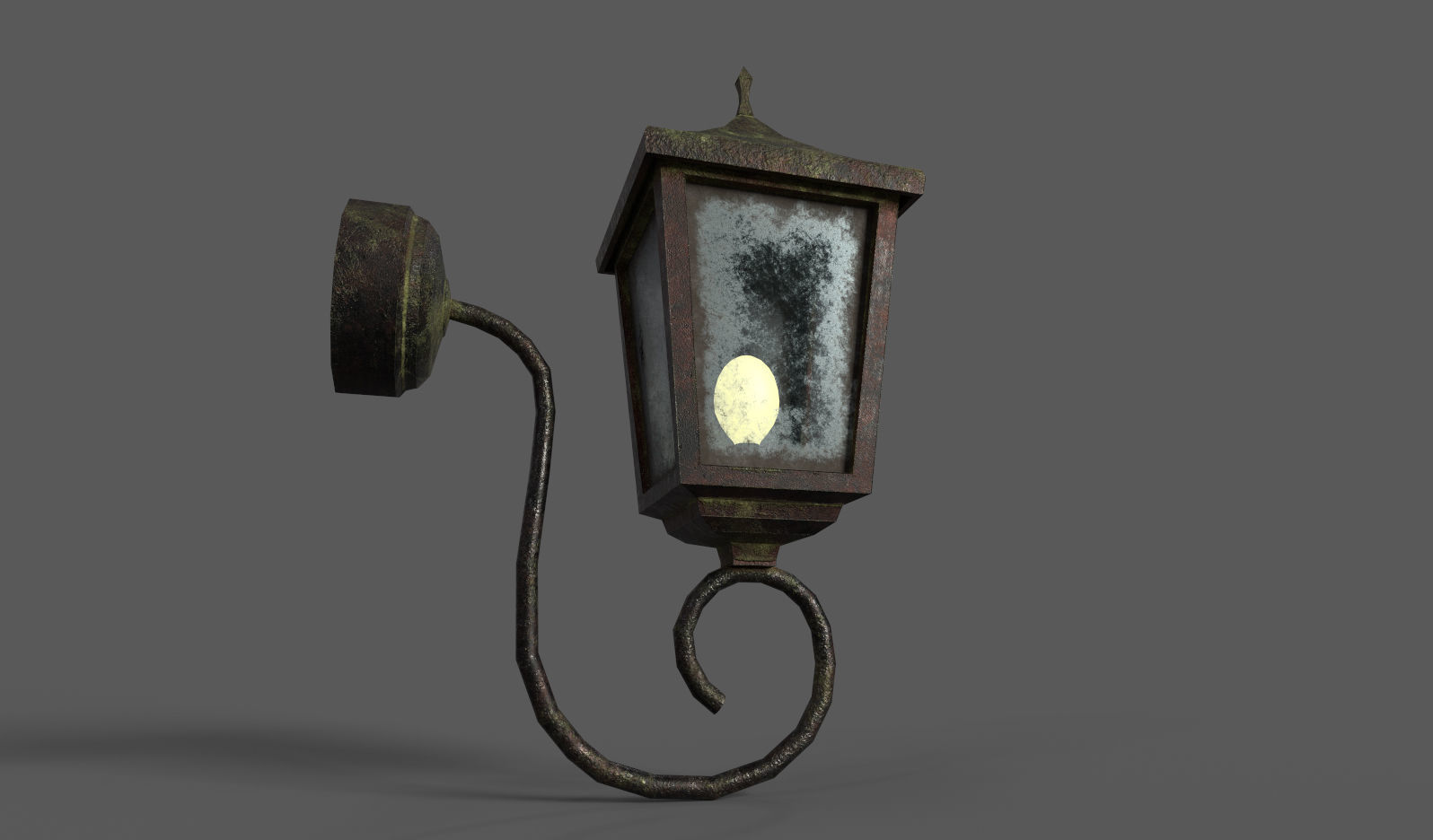 Old Rusted Outdoor Wall Lamp Low-poly 3D model_11