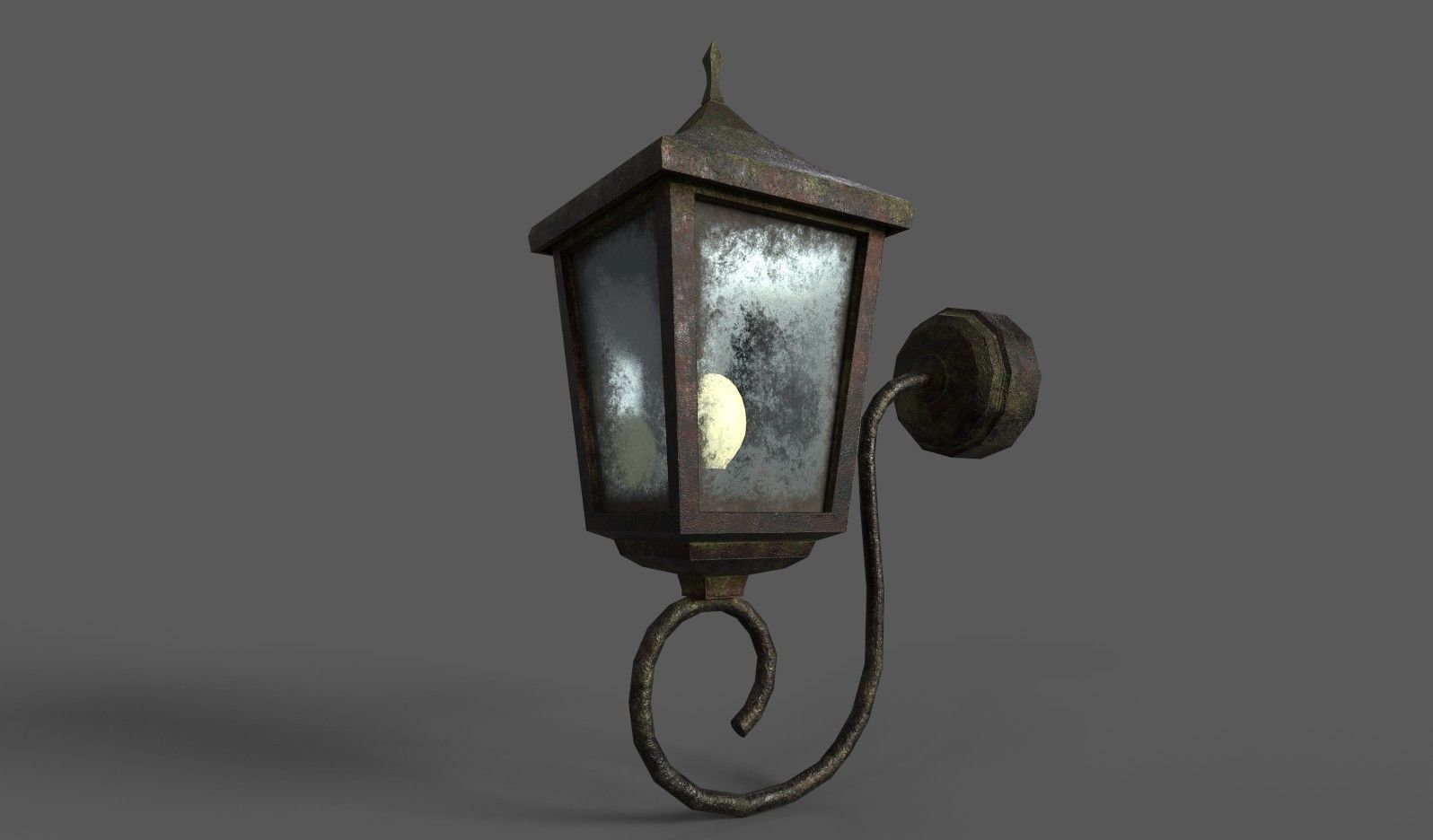 Old Rusted Outdoor Wall Lamp Low-poly 3D model_7