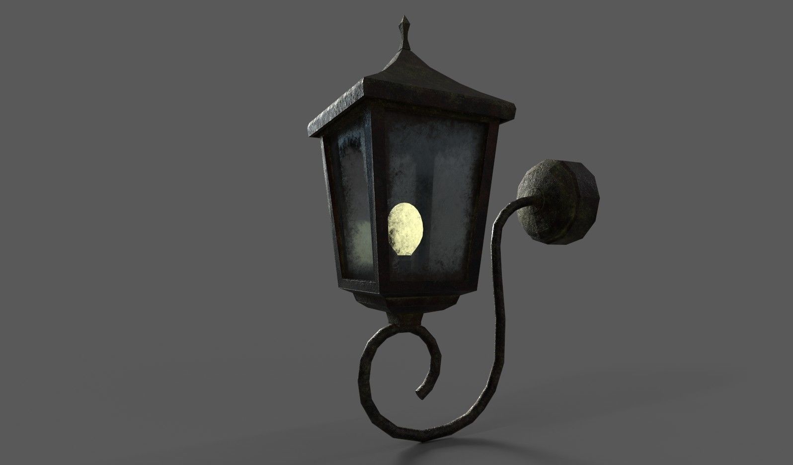 Old Rusted Outdoor Wall Lamp Low-poly 3D model_6