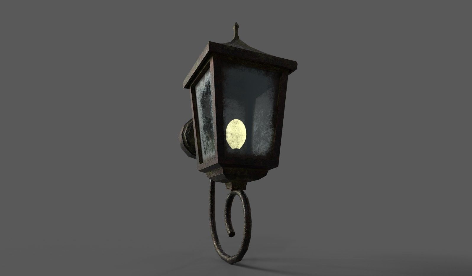 Old Rusted Outdoor Wall Lamp Low-poly 3D model_9