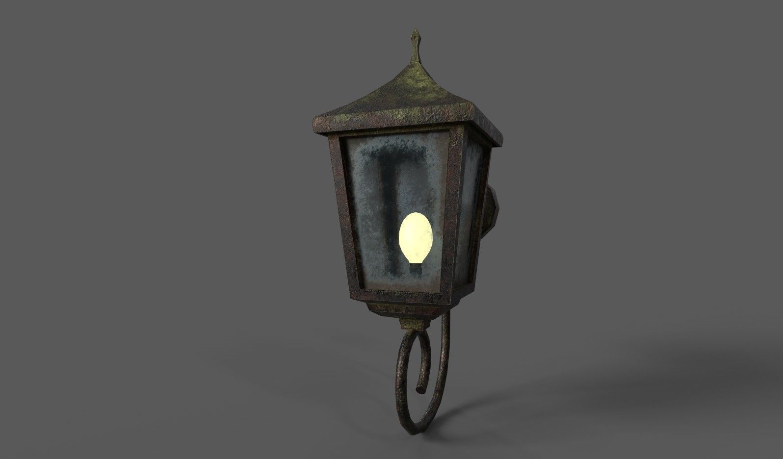 Old Rusted Outdoor Wall Lamp Low-poly 3D model_3