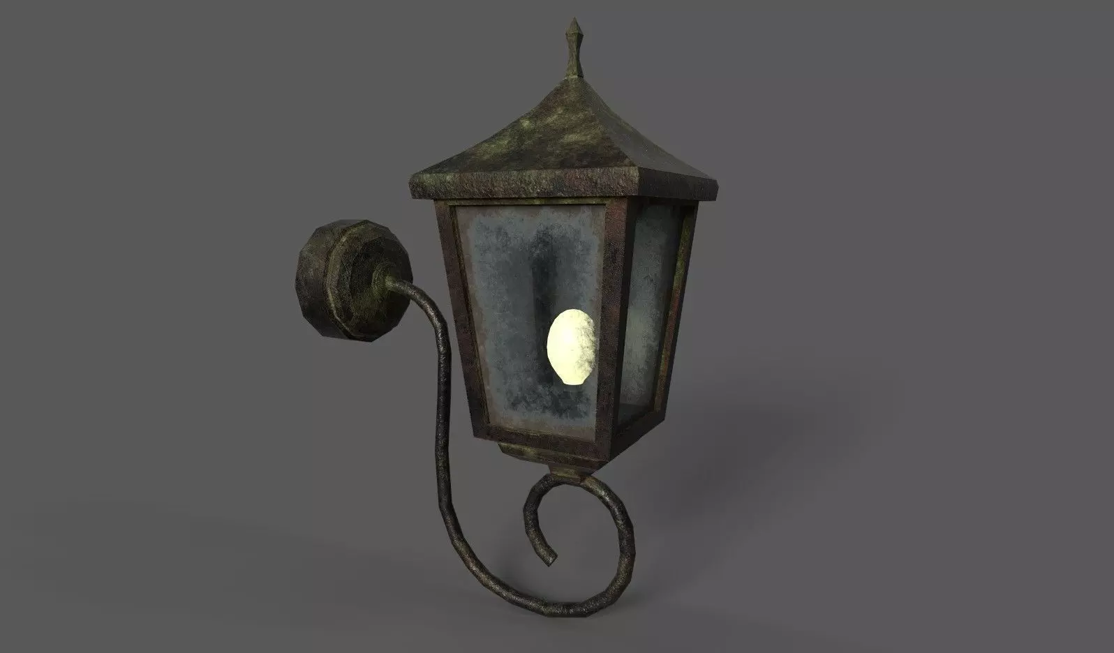 Old Rusted Outdoor Wall Lamp Low-poly 3D model_0