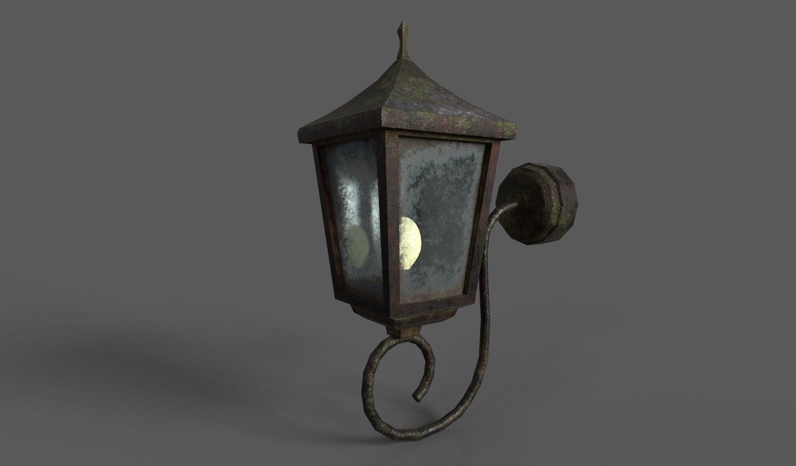 Old Rusted Outdoor Wall Lamp Low-poly 3D model_1