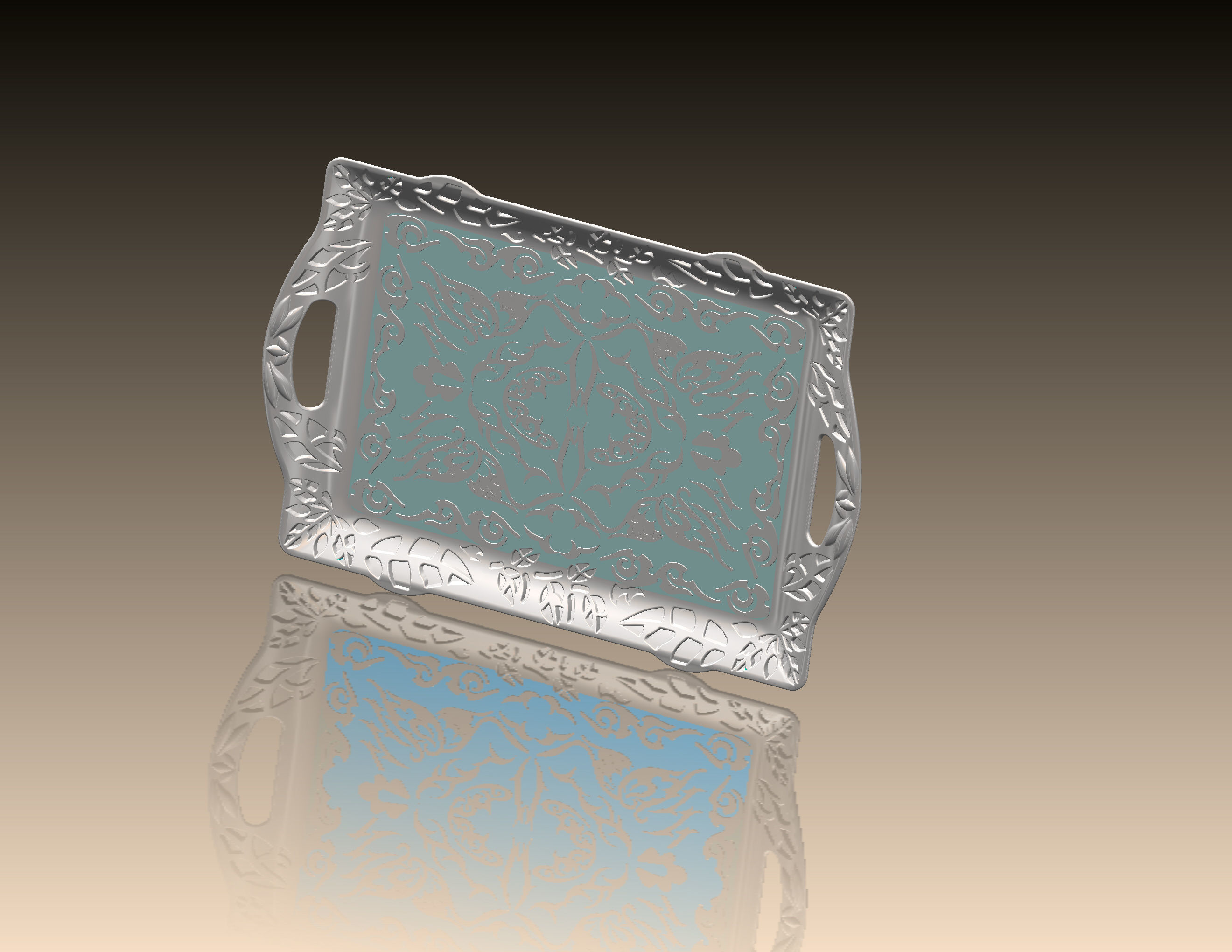 plastic tea tray 3D model_1