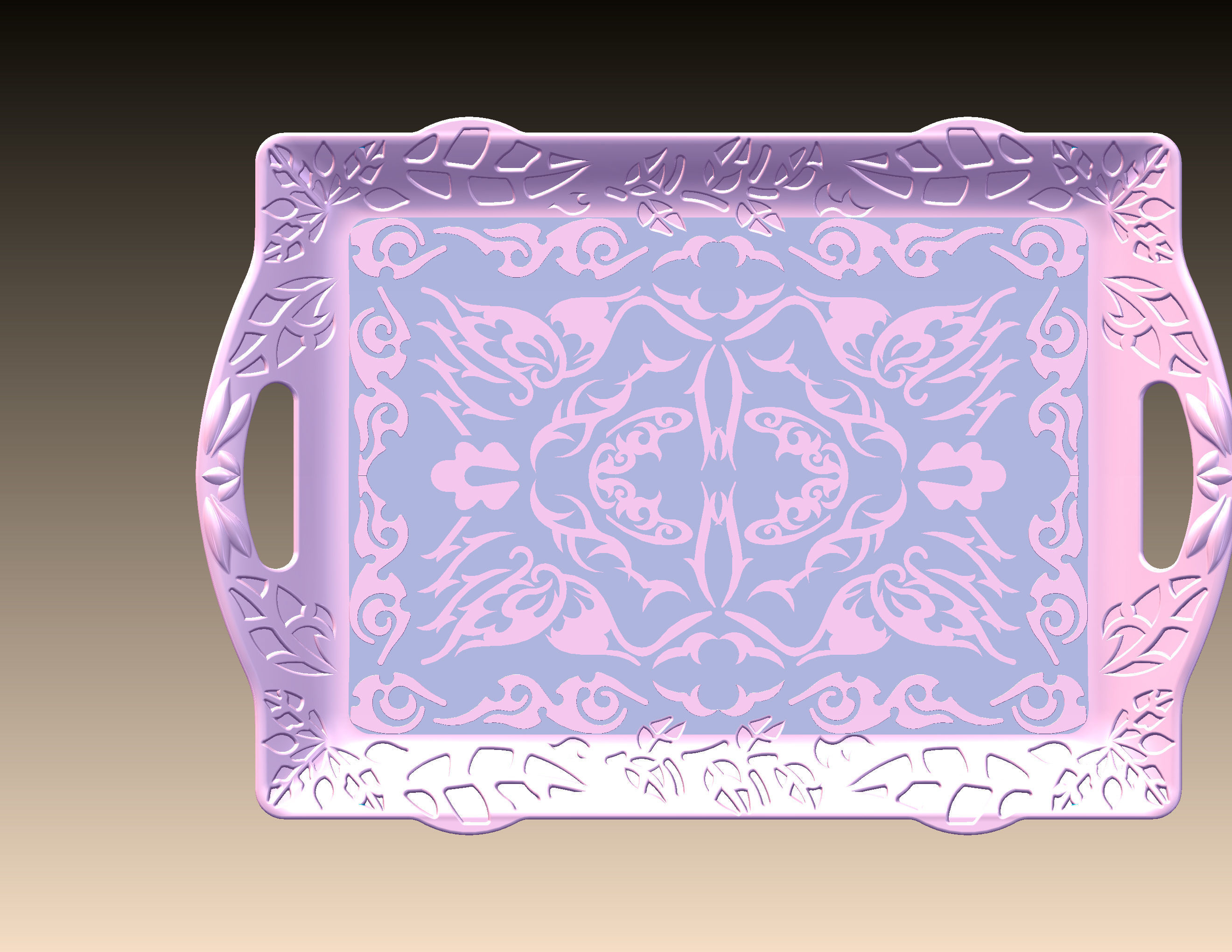 plastic tea tray 3D model_3