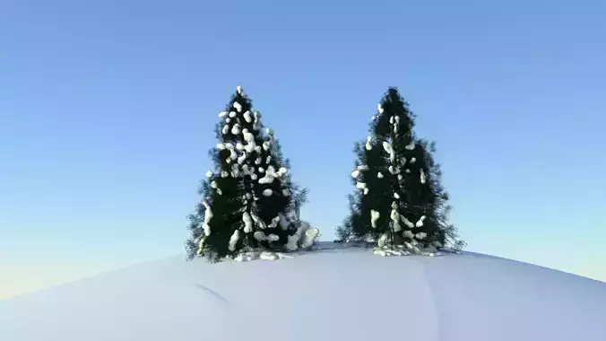 Snowy trees Low-poly 3D model