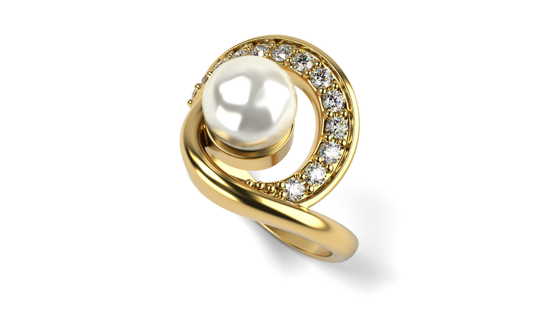 Swirl Pearl Ring 3D print model_1