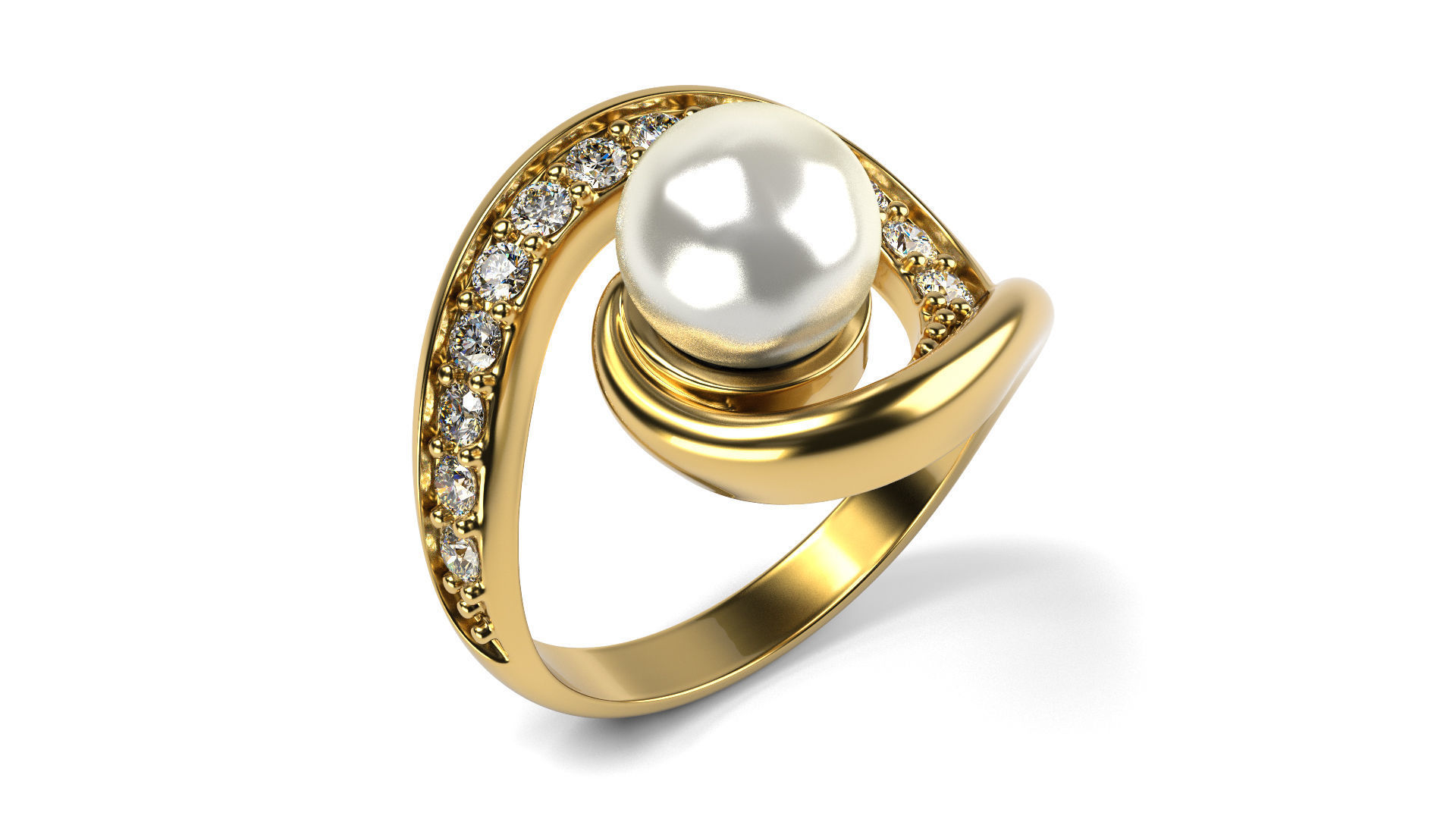 Swirl Pearl Ring 3D print model_2