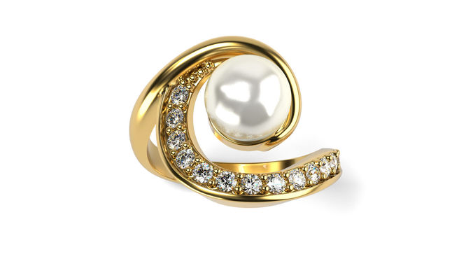 Swirl Pearl Ring 3D print model