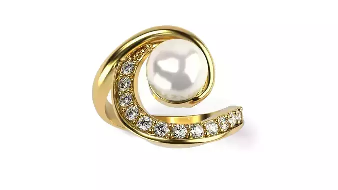 Swirl Pearl Ring 3D print model