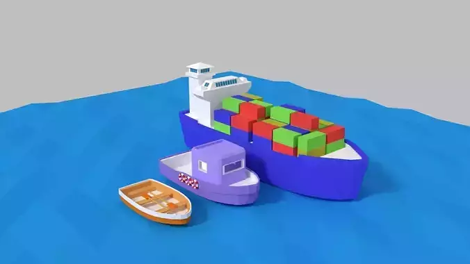 low poly ships pack Low-poly 3D model