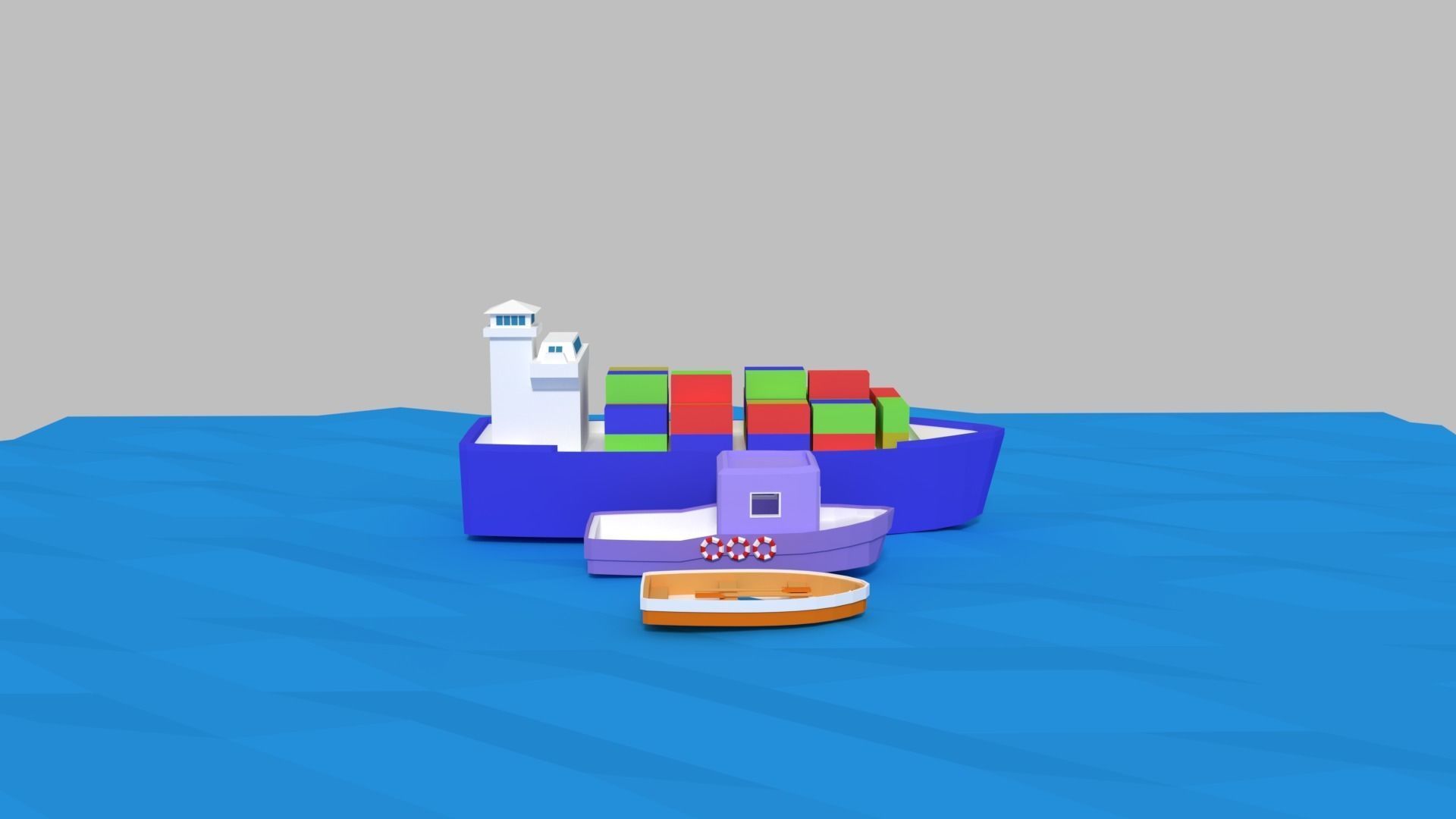 low poly ships pack Low-poly 3D model_1