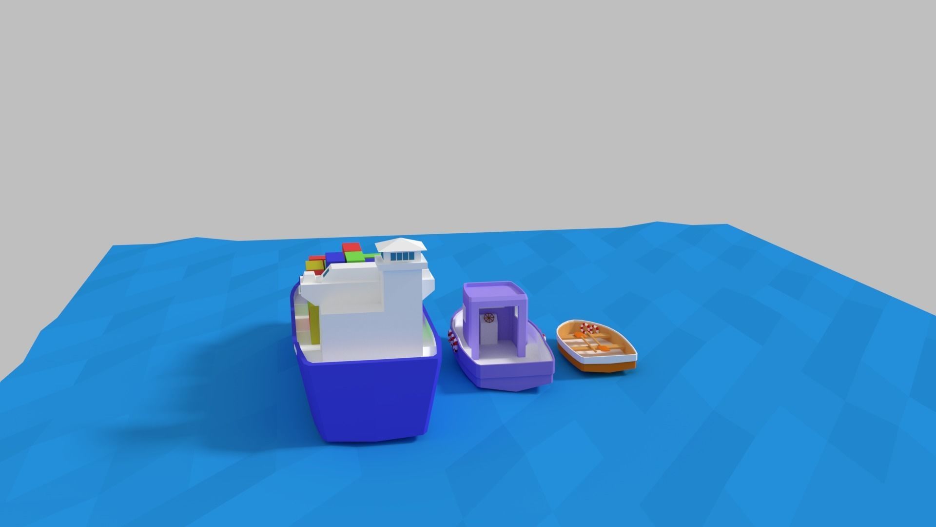 low poly ships pack Low-poly 3D model_2