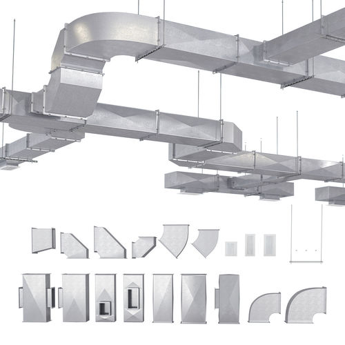 Ventilation system with pipes and fittings 3D model
