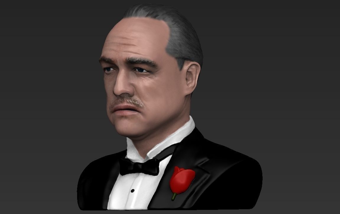 Marlon Brando Godfather bust ready for full color 3D printing 3D print model_21