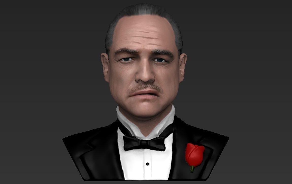 Marlon Brando Godfather bust ready for full color 3D printing 3D print model_20