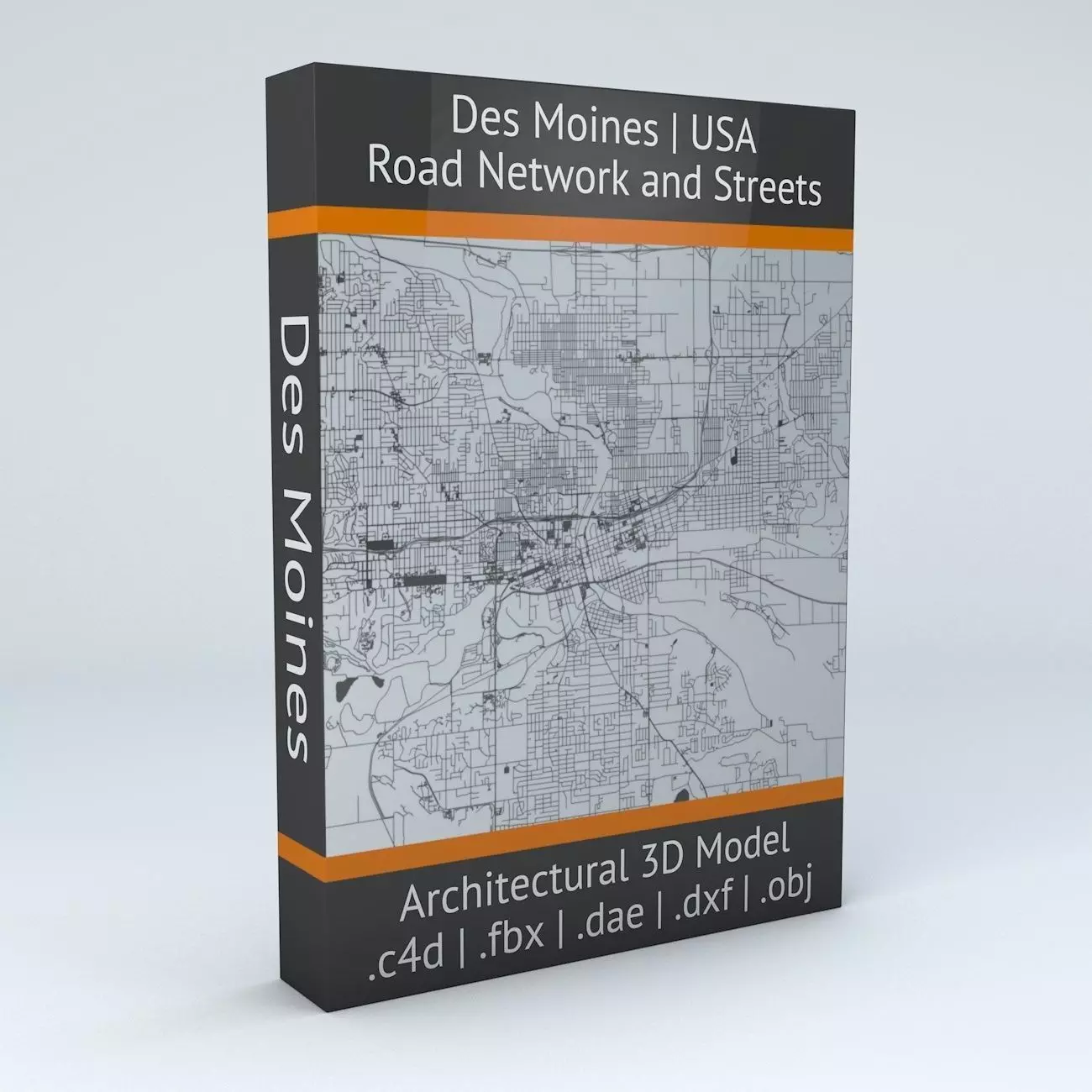 Des Moines Road Network and Streets 3D model_0