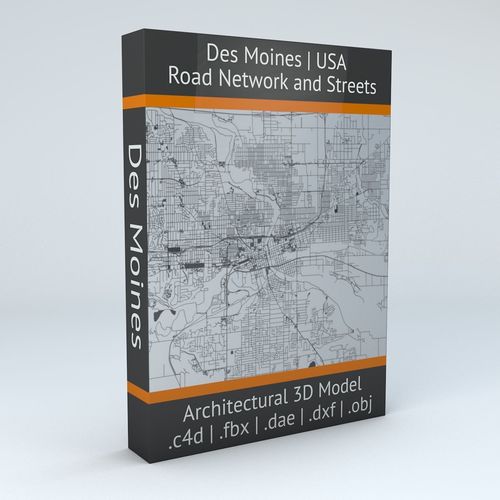 Des Moines Road Network and Streets 3D model