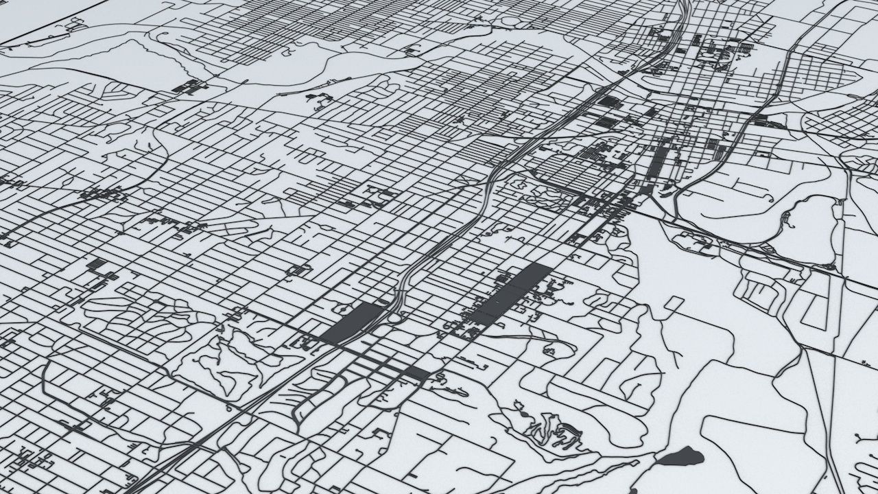 Des Moines Road Network and Streets 3D model_2