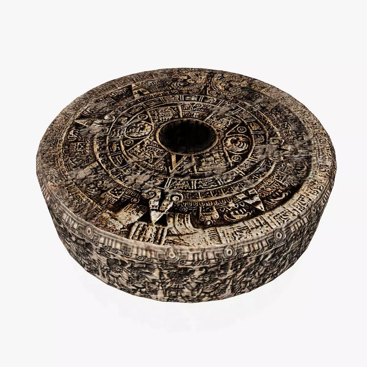 Aztec stone of tizoc Low-poly 3D model