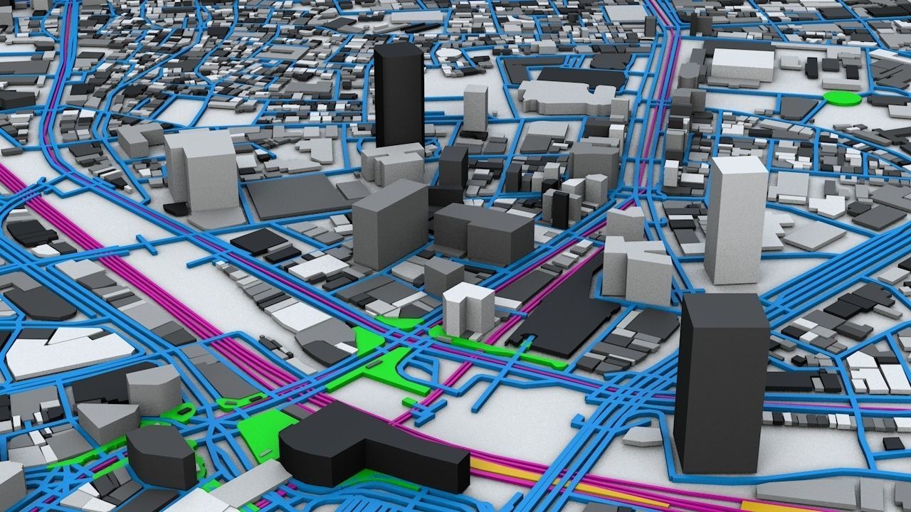 Shibuya Railway System Road Network Streets and Buildings 3D model_4