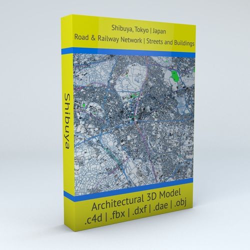 Shibuya Railway System Road Network Streets and Buildings 3D model