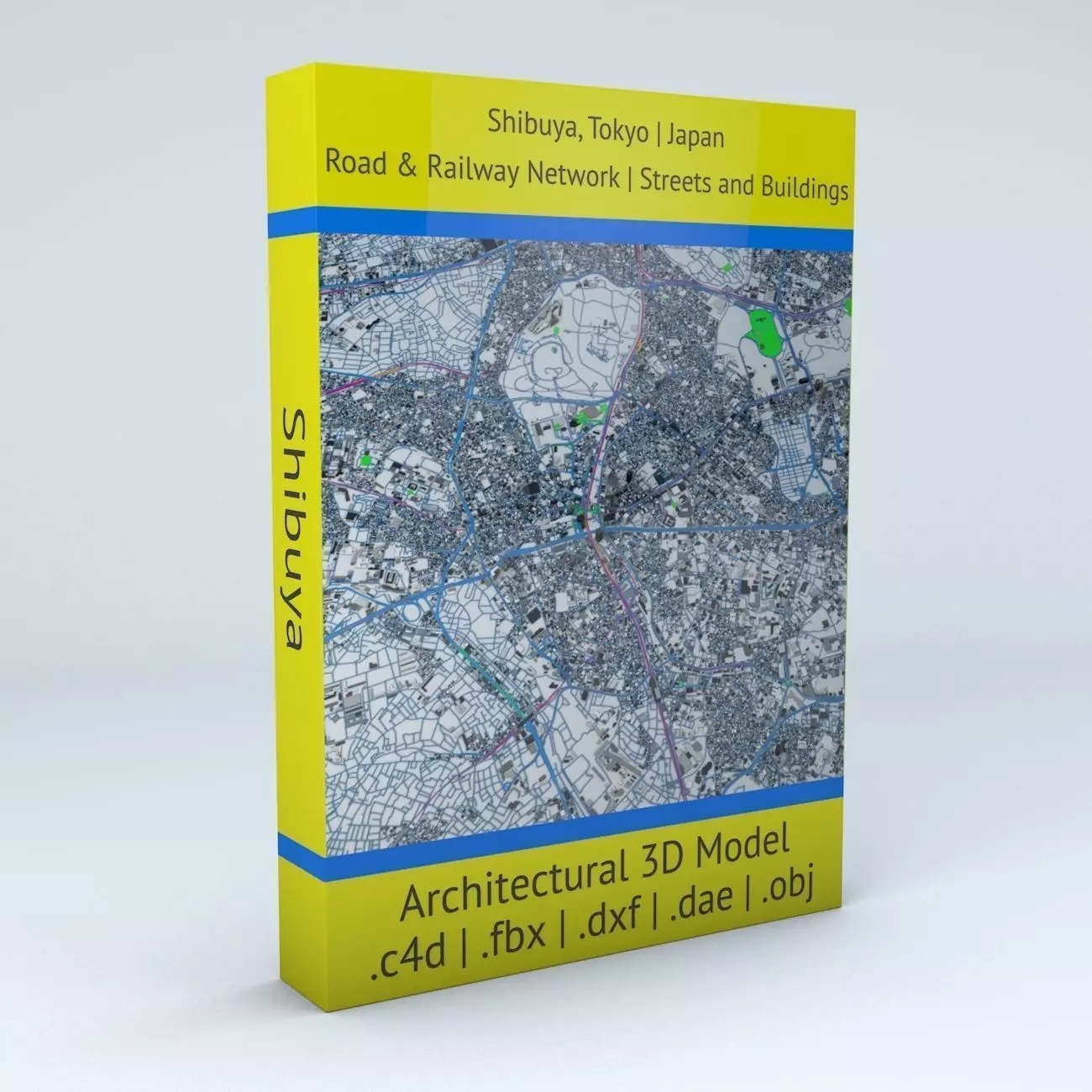 Shibuya Railway System Road Network Streets and Buildings 3D model_0