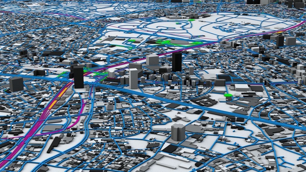 Shibuya Railway System Road Network Streets and Buildings 3D model_2