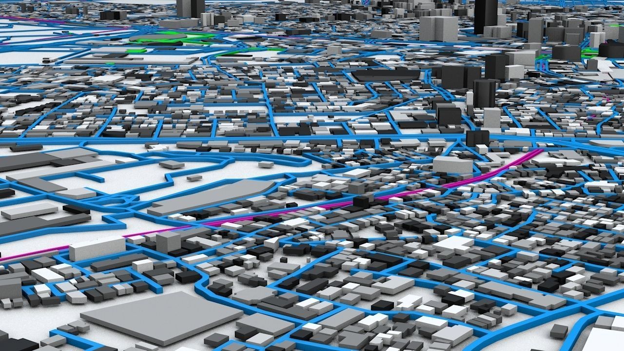 Shibuya Railway System Road Network Streets and Buildings 3D model_6