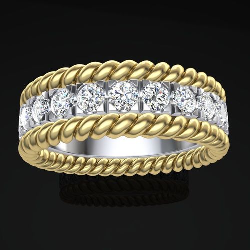 Tiffany two rope wedding ring band 17mm with big diamonds 3D print model