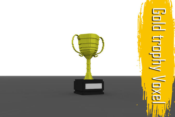 Voxel Gold Troph  Low-poly 3D model