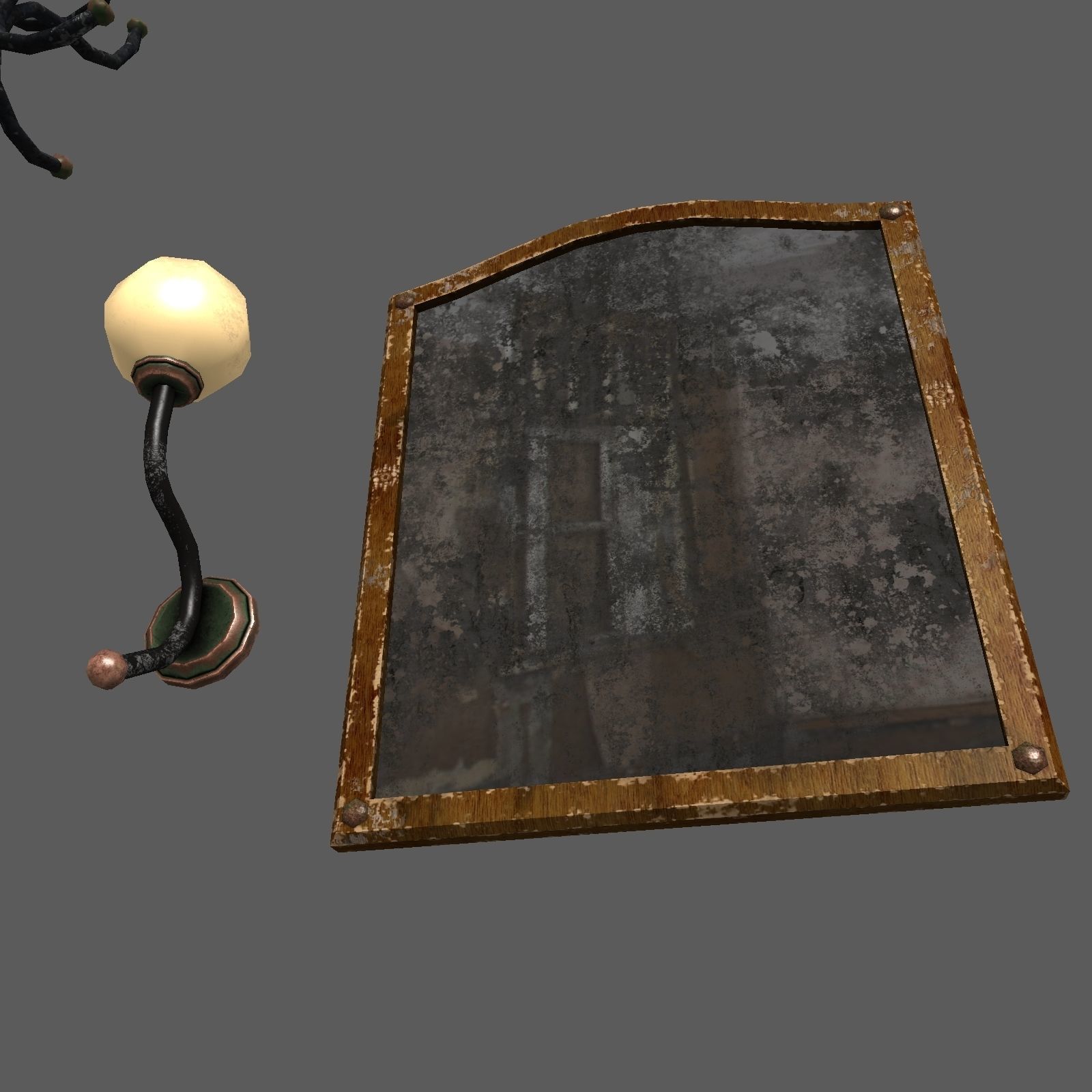 Hallway old furniture pack Free low-poly 3D model_4