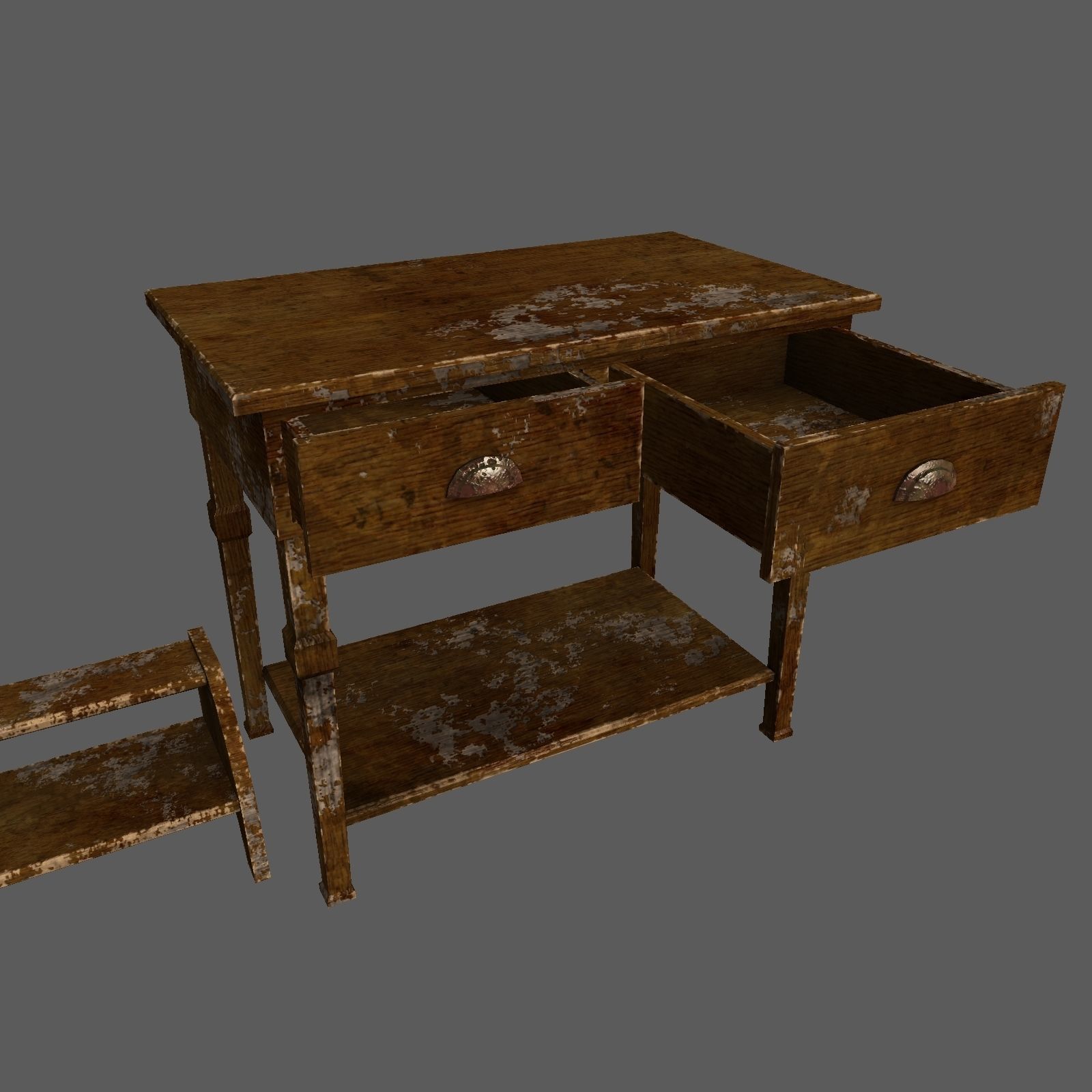 Hallway old furniture pack Free low-poly 3D model_3