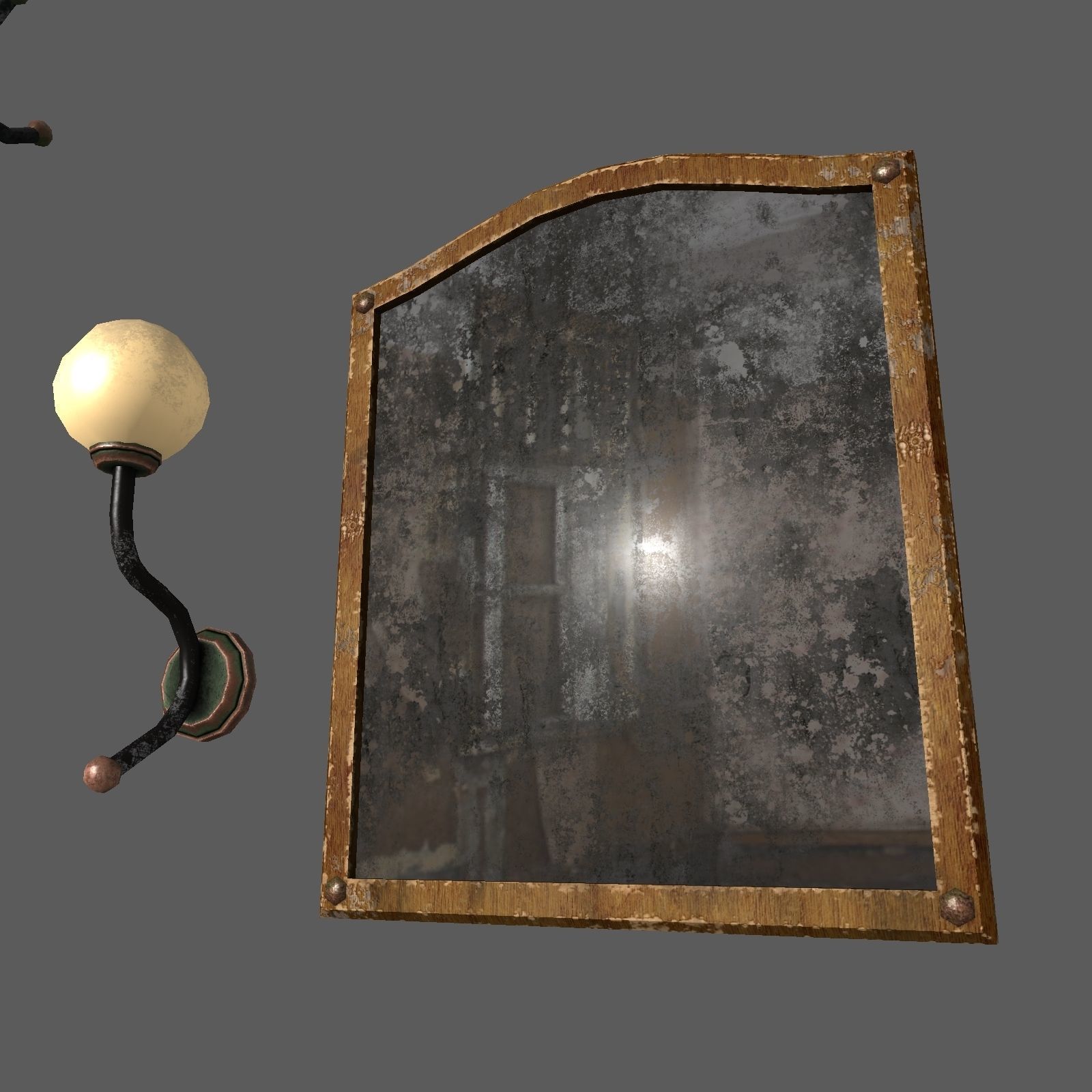 Hallway old furniture pack Free low-poly 3D model_6