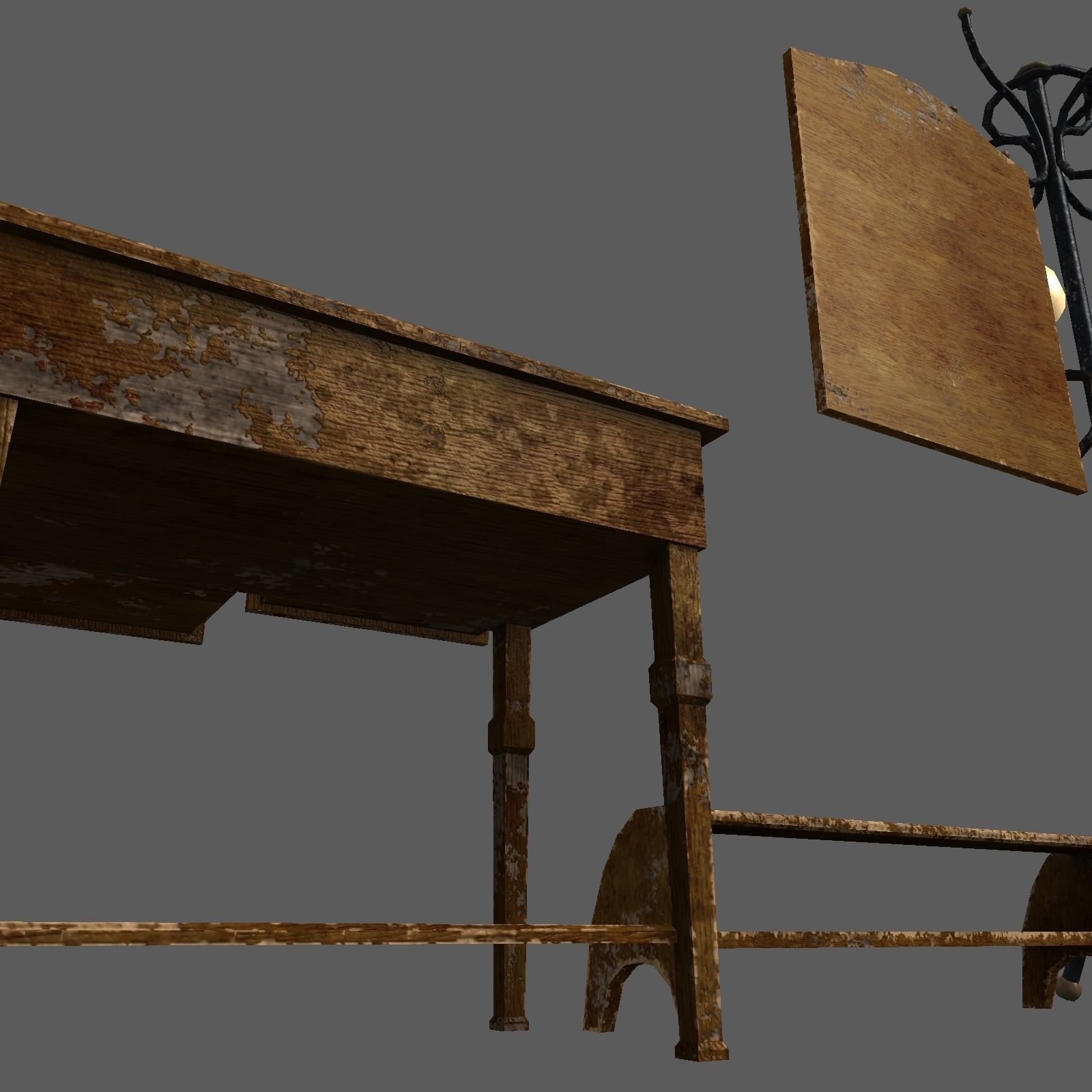 Hallway old furniture pack Free low-poly 3D model_11