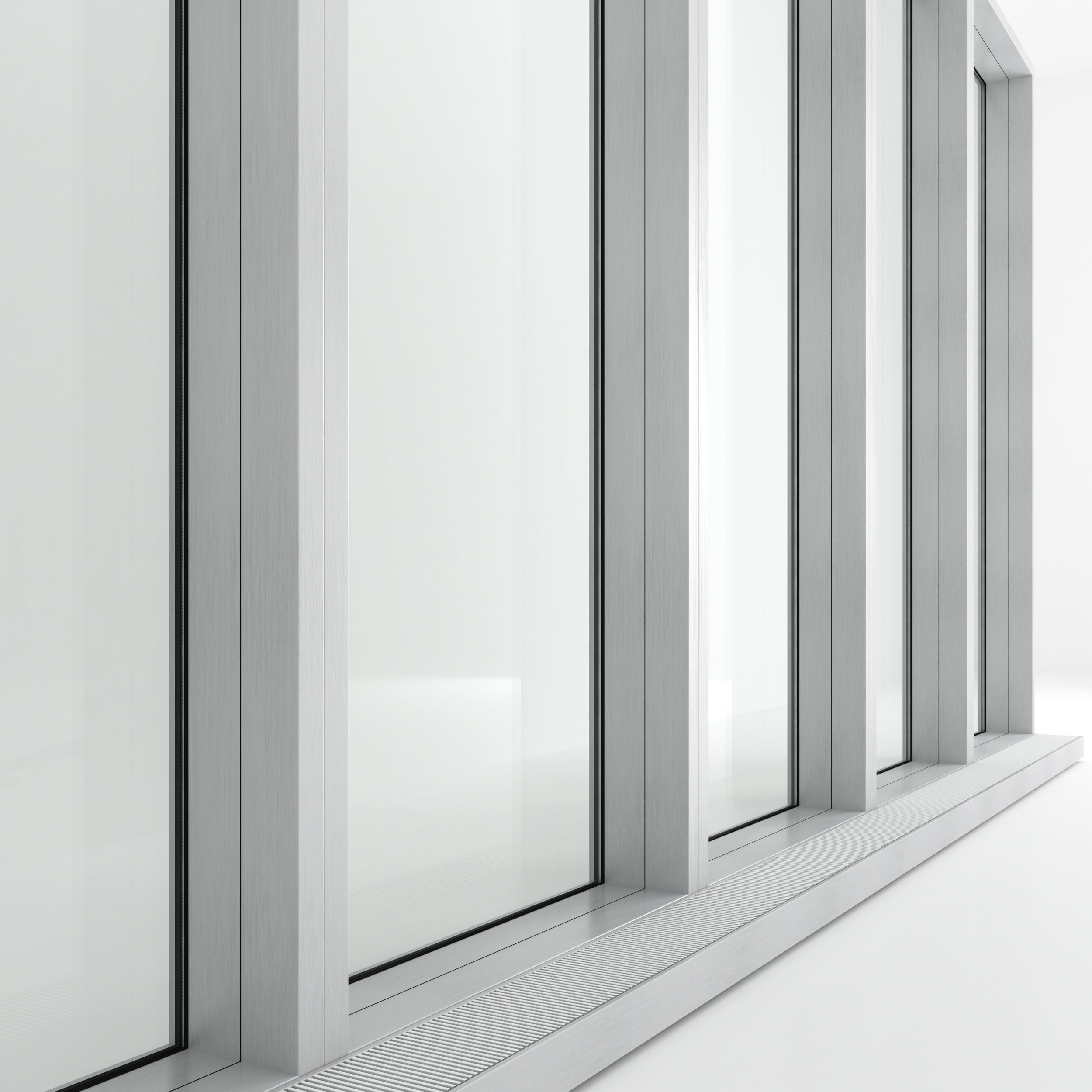 Panoramic window with sash window and radiator 3D model_2