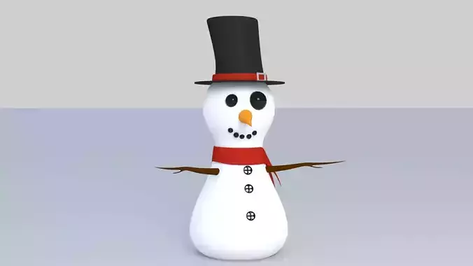 snowman wearing top hat and scarf