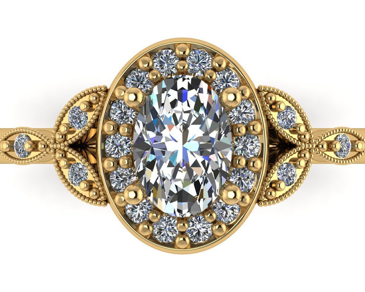 Oval Diamond Engagement Ring 3D print model_1