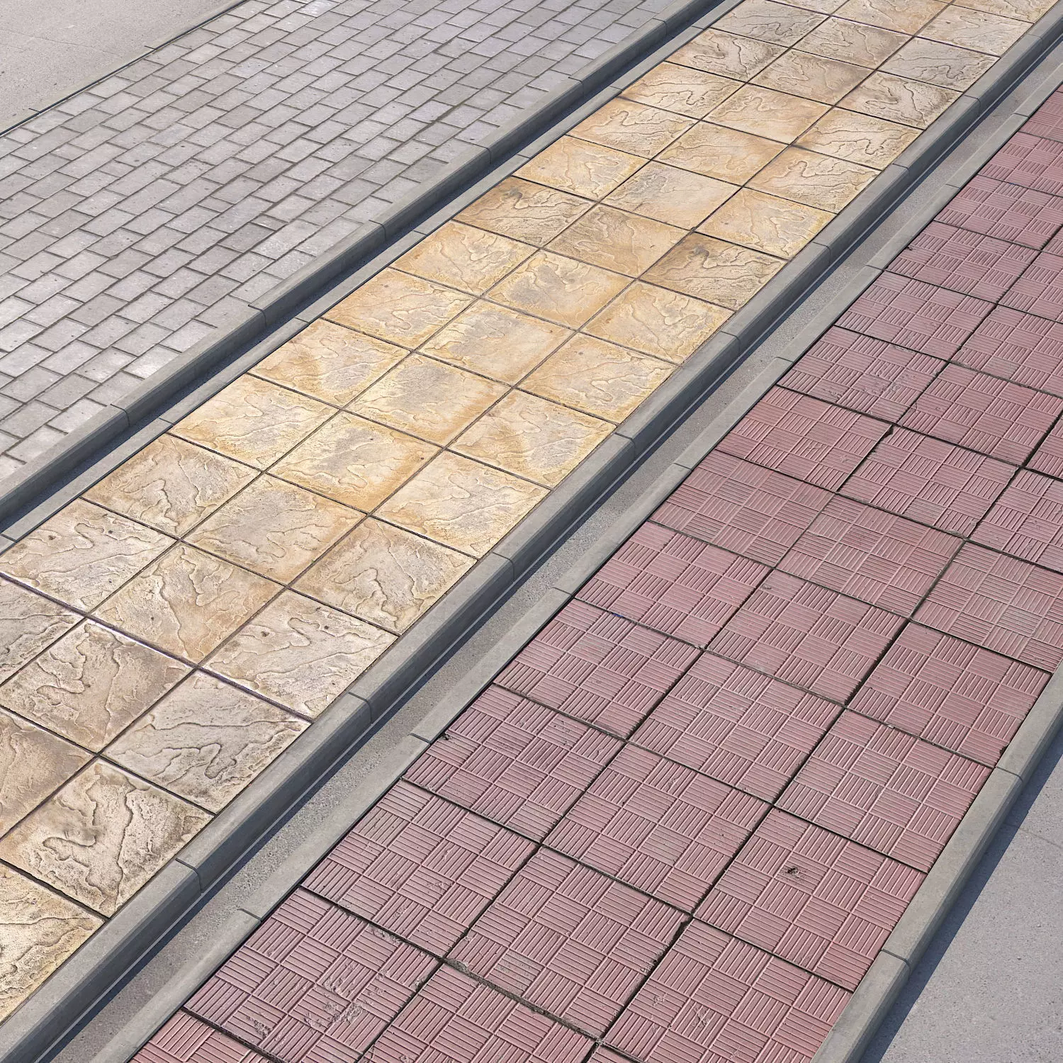 pavement sidewalk tiles Low-poly 3D model_0